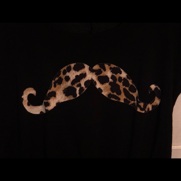Wet Seal Animal Print Mustache Crop Top - Picture 2 of 3